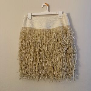 BCBGMaxAzria Cream Tan Ruffled Pencil Mini Skirt